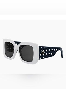 Dior VeryDior S1I 54mm Square Sunglasses White with Navy Lattice Arms NWT